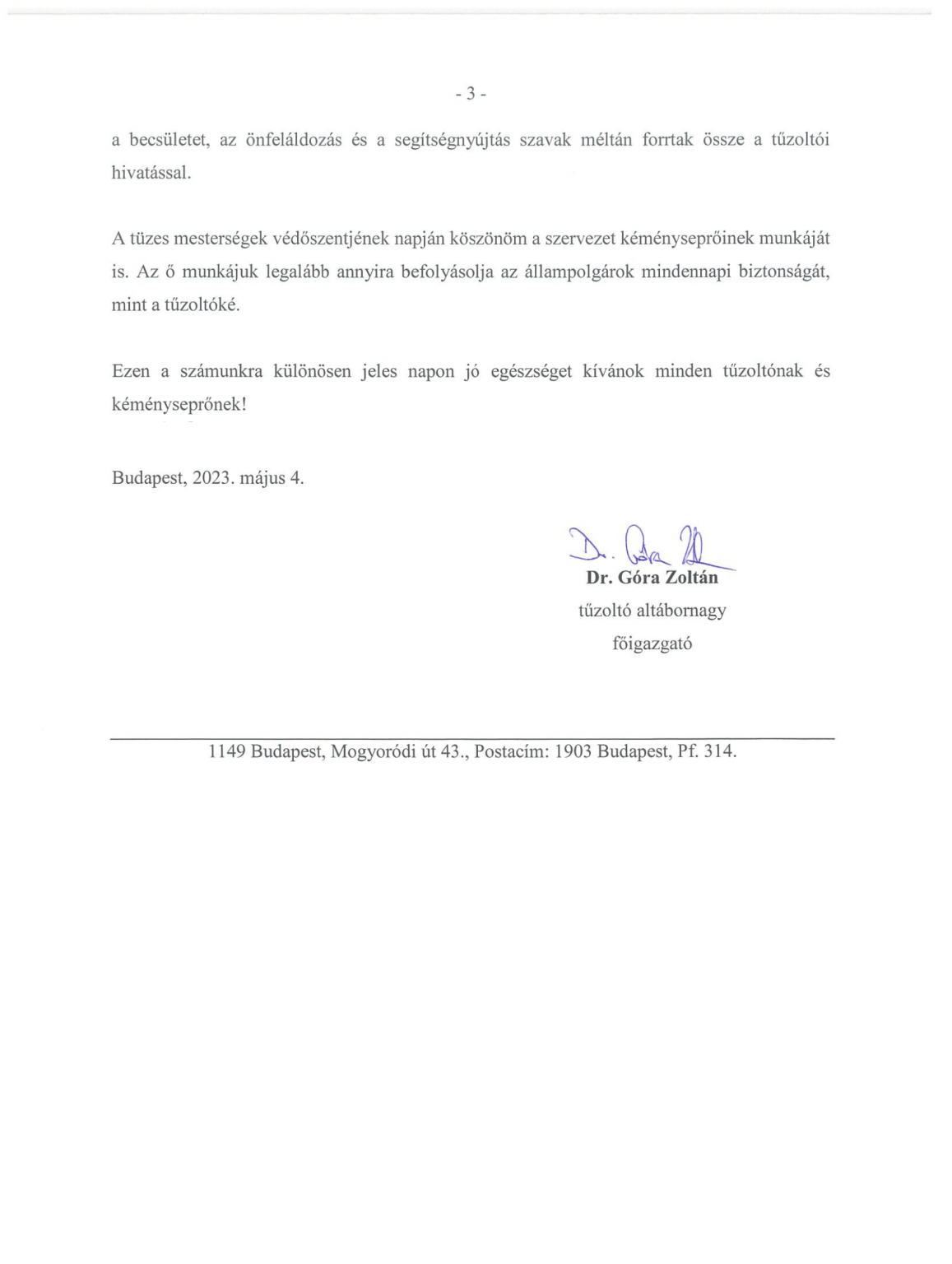 2023-as tűzoltónapi köszöntő