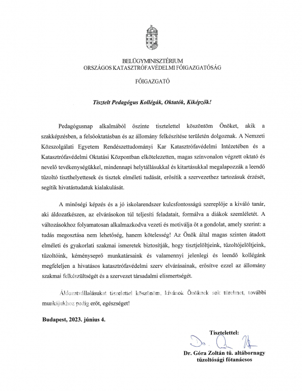 Pedagógusnapi köszöntő